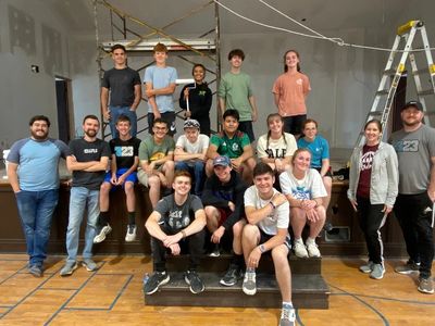 Student volunteers for community service at the Depew Community Center