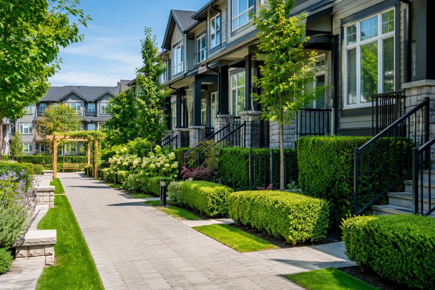 Professional strata landscape maintenance services for townhouse complex in Richmond BC