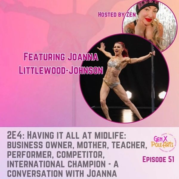 Podcast episode featuring Joanna Littlewood-Johnson, hosted by Zen, about midlife achievements.