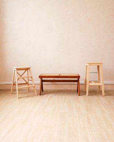 Ladder, stool and chair in the studio