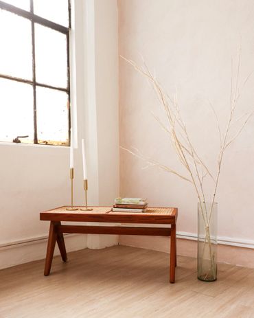 Rattan chair and props in the studio.