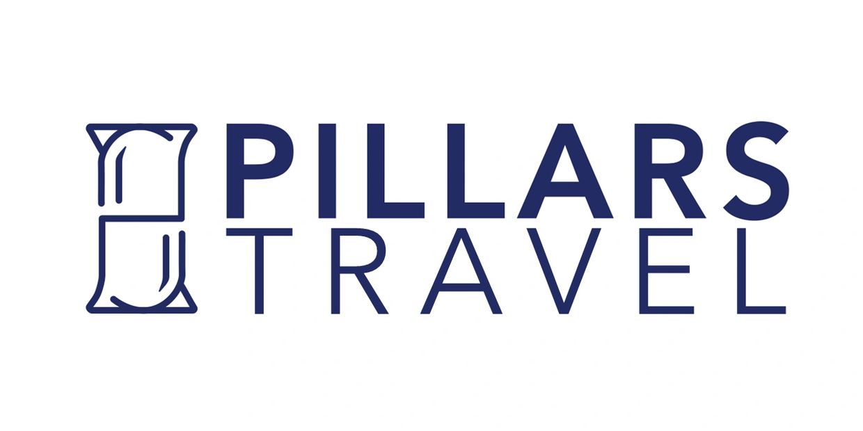 Logo for Pillars Travel with a pillar symbol.