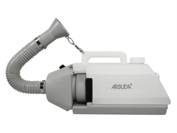 A white ARBUDA handheld misting machine with a flexible hose.