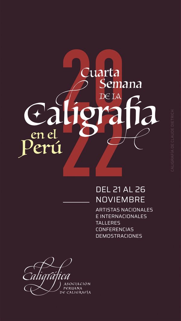 Cartel de la Cuarta Semana de la Caligrafía en Perú 2022.