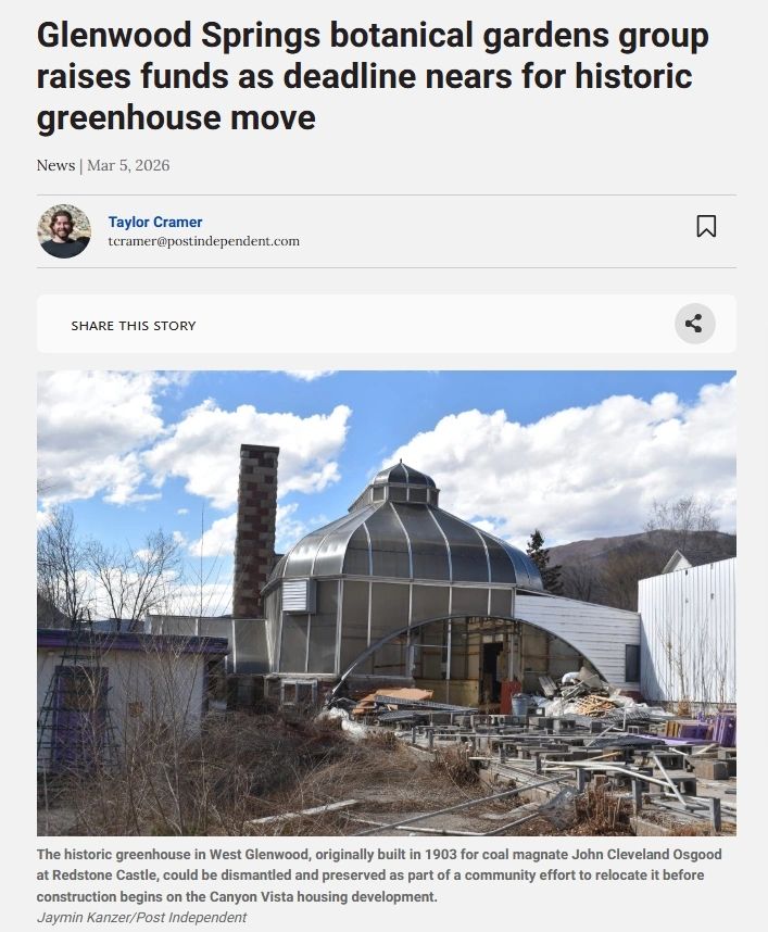 Historic Glenwood greenhouse to be relocated as funds are raised for its preservation.