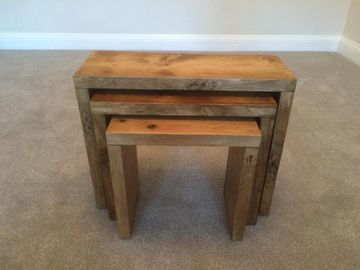 rustic wooden nest of tables