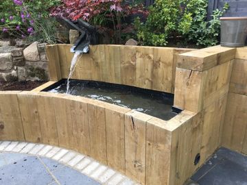 wooden sleeper water feature