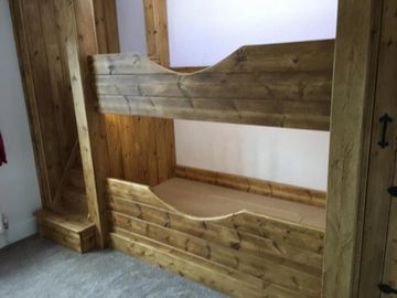rustic wooden bunk beds