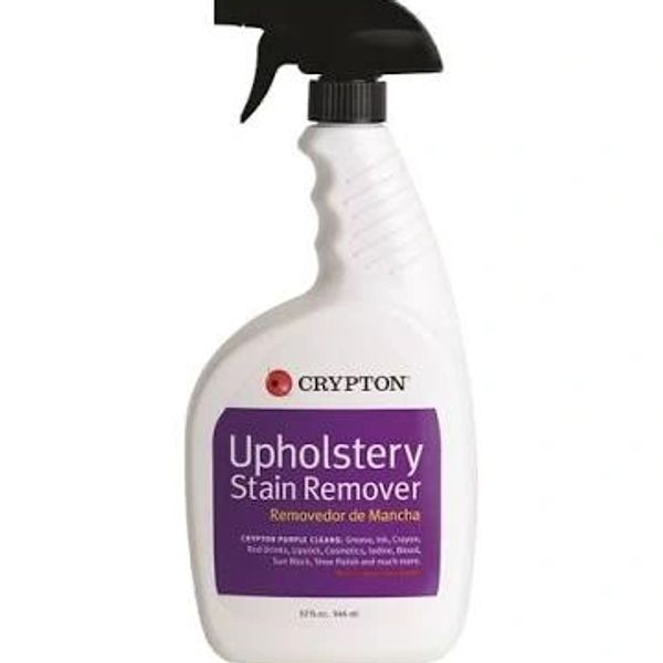 A bottle of Crypton Upholstery Stain Remover.