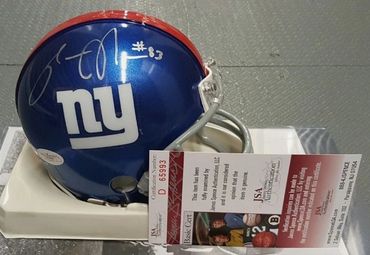 Sinorice Moss #83 New York Giants autographed mini helmet