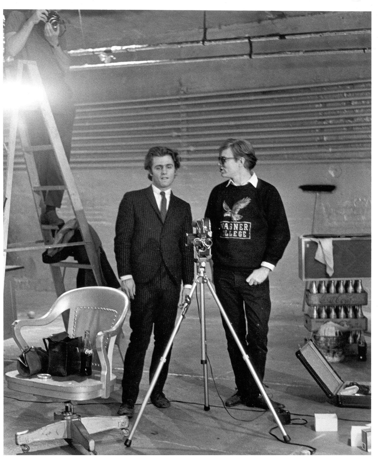 Gerard Malanga & Andy Warhol about to shoot a Screen Test at the Factory, c. 1965. (c) Gerard Malanga Gerard Malanga & Andy Warhol about to shoot a Screen Test at the Factory, c. 1965. (c) Gerard Malanga