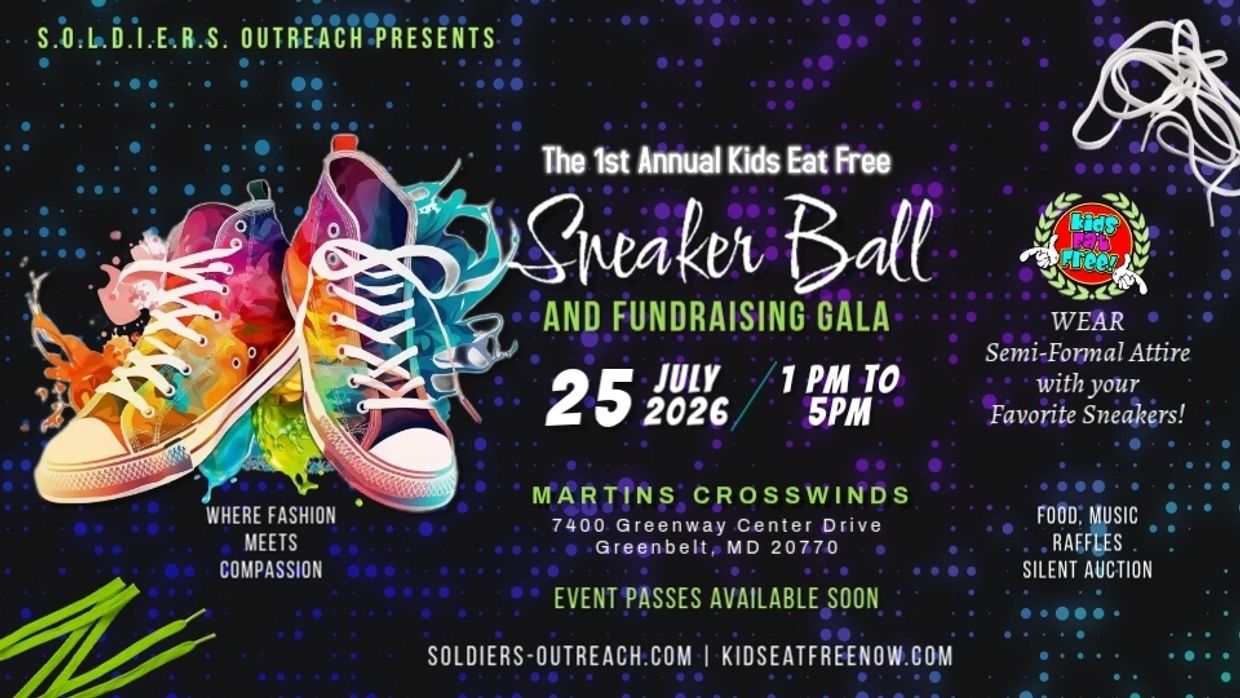 Sneaker Ball flyer; image of painted shoes