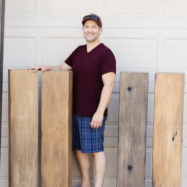 Faux wood ceiling beam samples, various colors with the fabricator