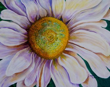 Title: Giant Daisy 
Media: Acrylic
Size: 27 x 33 inches
Framed: Bronze Textured Frame
Ready to Hang