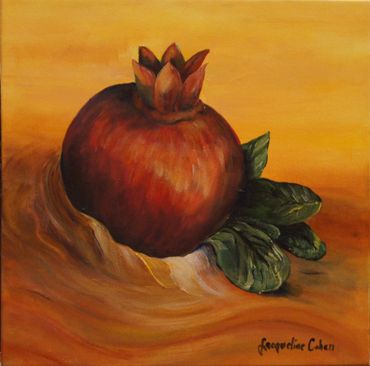 Title: Pomegranate in Burnt Sienna 2
Size 10  x 10  inches
Canvas Wrap, Ready to Hang
Price: $50