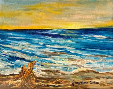 Title: Stormy Seas
Medium: Acrylic & Swarovski Crystal
Size: 8" x 10" 
Canvas Wrap Ready to Hang
$50