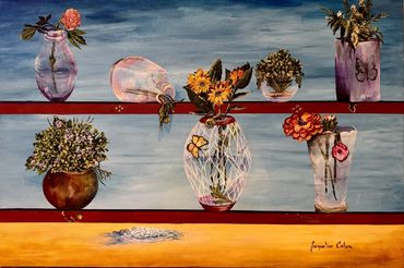 Title: Garden Window
Medium: Acrylic & Swarovski Crystal
Size: 24 x  36
Canvas Wrap Ready to Hang