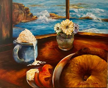 Title: Breakfast by the Sea
Medium: Acrylic
Size: 16" x 20"
Canvas Wrap, Ready to Hang
$275