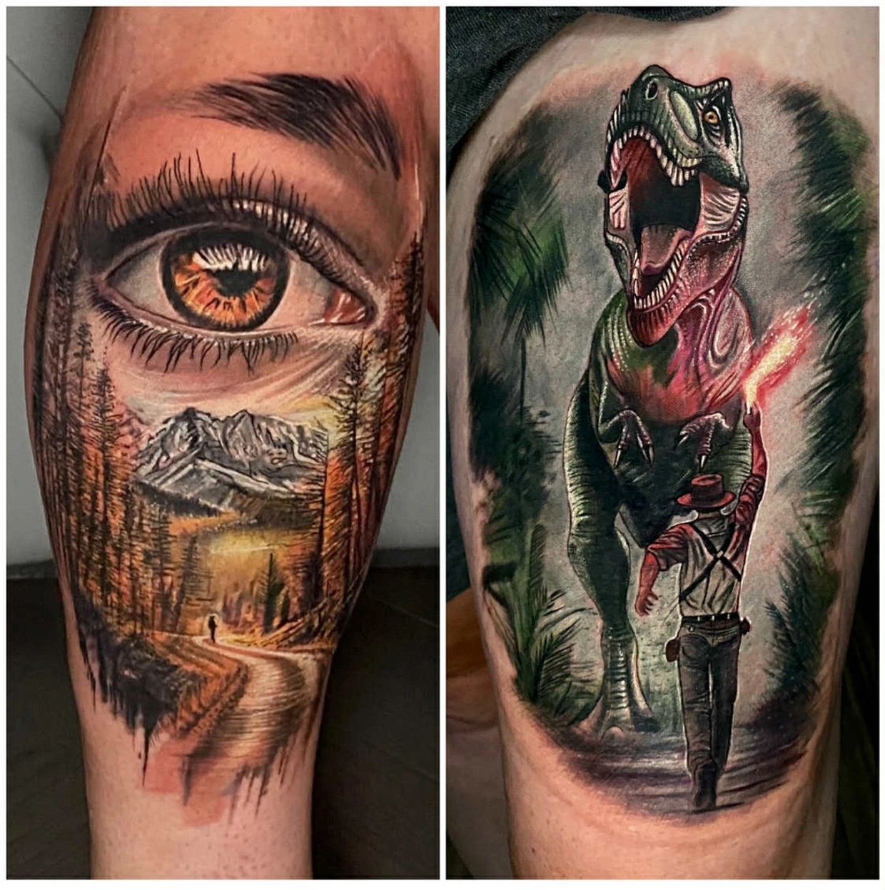 Jurassic Park Tattoo Countryside Tattoo With Eye Doncaster Tattoo Studios Donny's Own Tattoo Studio