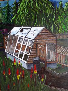 Painting titled "The Garden Shed".