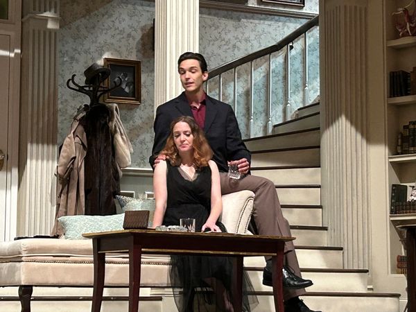 Alex Hatcher and Sharon Pearlman on stage in the understudy run of Dial M for Murder at Asolo Rep