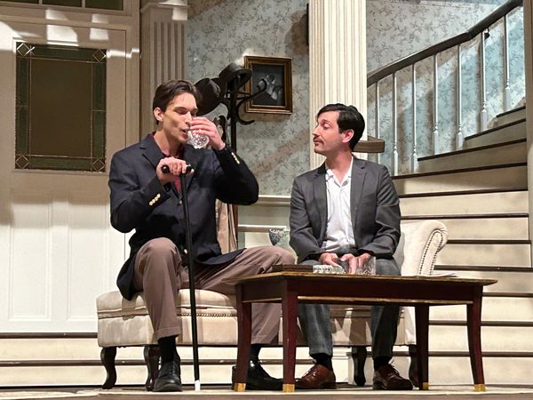 Alex Hatcher and Jackson Purdy on stage in the understudy run of Dial M for Murder at Asolo Rep