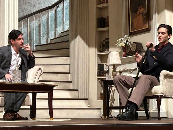 Jackson Purdy and Alex Hatcher on stage in the understudy run of Dial M for Murder at Asolo Rep