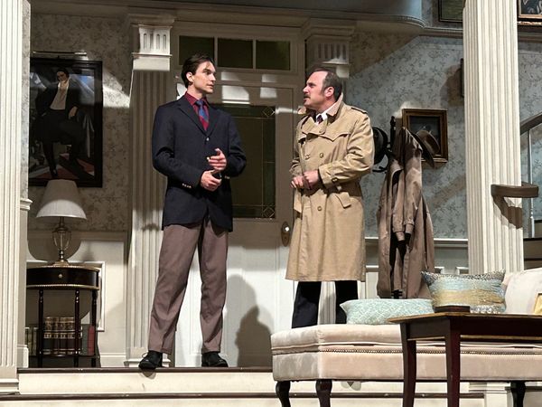 Alex Hatcher and Billy Lyons on stage in the understudy performance of the show Dial M for Murder at