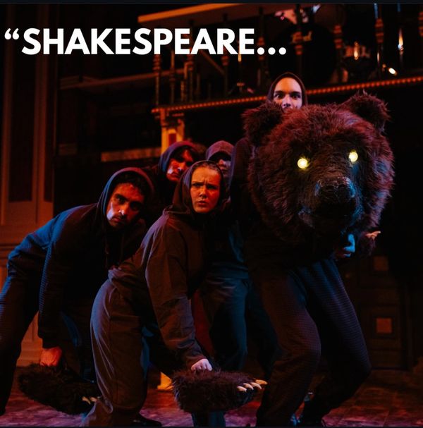 Cast members playing the bear in Shakespeare's The Winter Tale