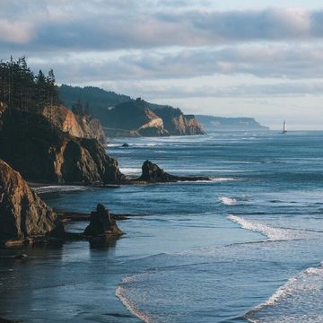 Oregon, Coastal, trees, cliffs, elopement, sunset, golden hour