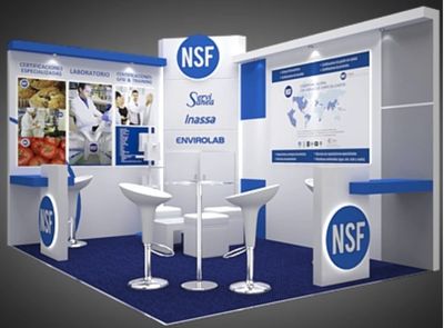 Stand NSF comercial para ferias, en bogota. Diseño de stand para eventos comerciales.