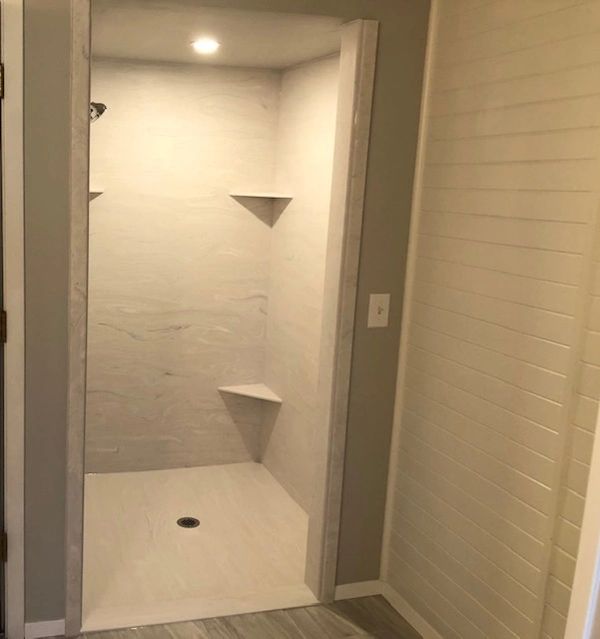  Marble walk-in shower