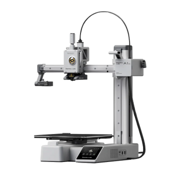 Compact desktop 3D printer with sturdy frame and touchscreen interface.