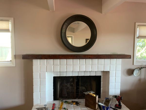 Fire place mantle installation 