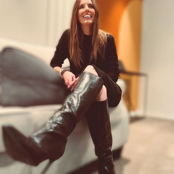 woman smiling on couch