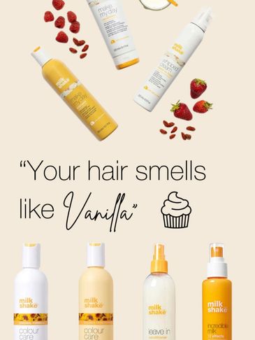 Milk Shake hair care products with vanilla scent.