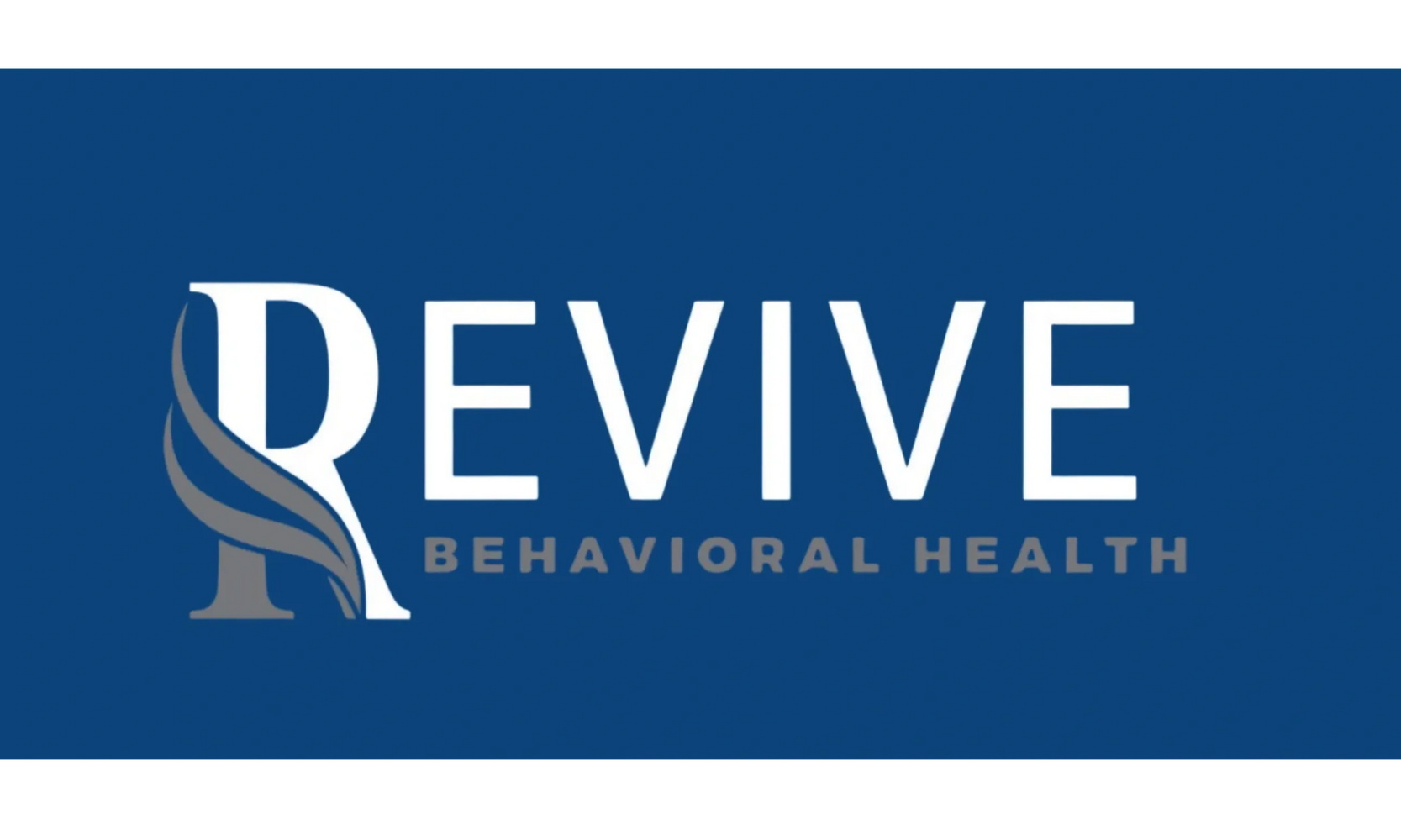 Logo for Revive Behavioral Health with a blue background.