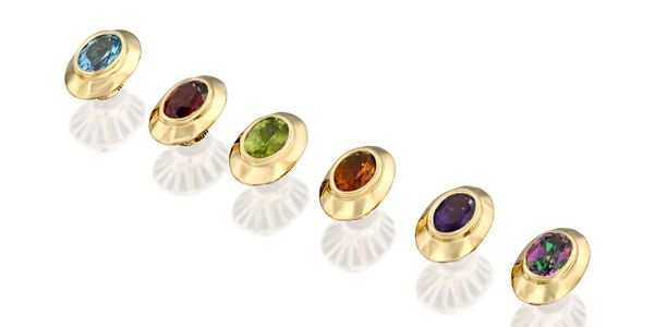 Aglaida, GEM's Collection, Oval model, Mixed Gold 18 Karat, Mixed Gemstones 