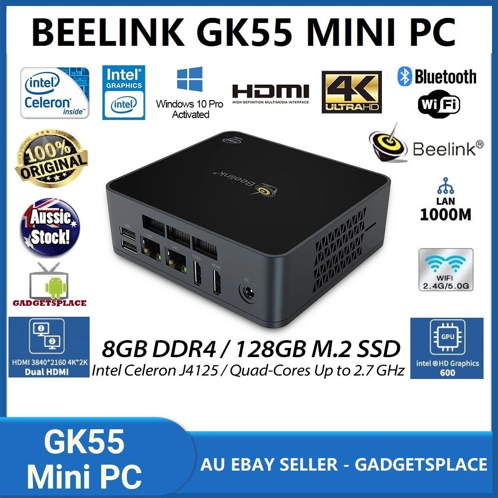 Beelink GK55 Windows 10 MINI PC Intel Gemini Lake J4125 DDR4 8GB 128GB 5.8G WiFi Bluetooth 4K