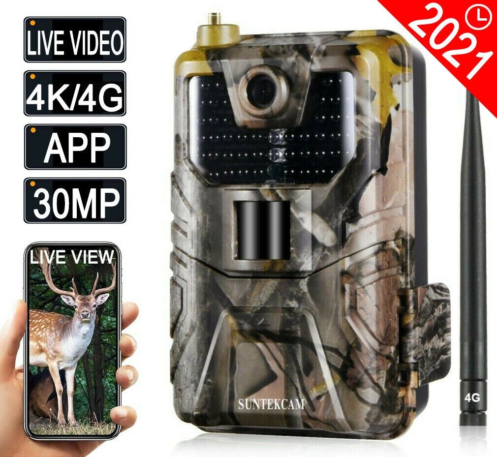 4G 30MP 4K Trail Camera 30FPS Live Video Mobile APP Wireless Wildlife Hunting Cameras Surveillance