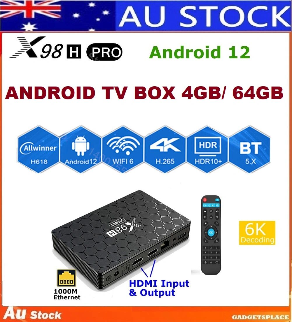 X98H Pro Allwinner H618 TV Box Android 12 4GB + 64GB HDMI OUT IN AV1