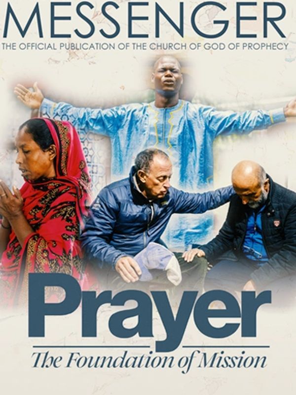 Cover of Messenger magazine focusing on prayer and mission work.