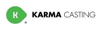 Karma Casting logo with green and black text.