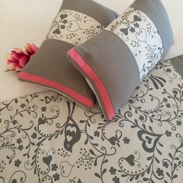 Love Bird Fabric Co-ordinated Cushions & Throw