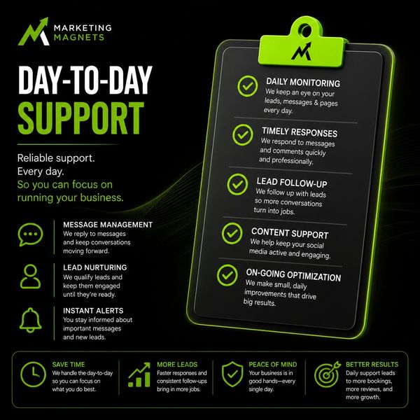 Reliable Day-to-Day Business Support service providing ongoing assistance with messages, lead follow