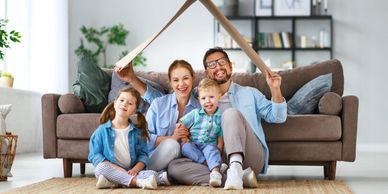 a family under a protective roof