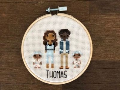 Family, Twins, Cross Stitch