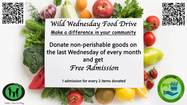 Wild Wednesday Food Drive offers free admission for donating non-perishable goods monthly.