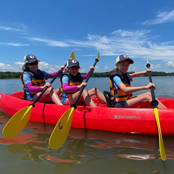 Teamwork, Explorer campers enjoying a paddle in the harbor. Southampton NY 