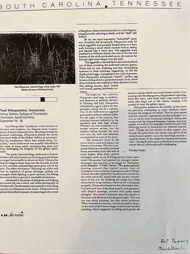 Front page of newspaper with ART PAPERS headline